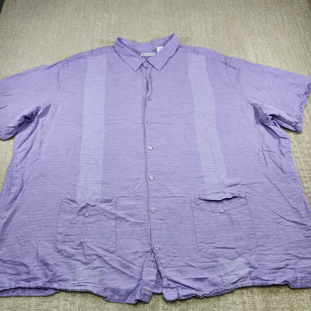Guayabera‎ Shirt Men 4XL Cubavera Linen Blend Embroidered Pink Button Up